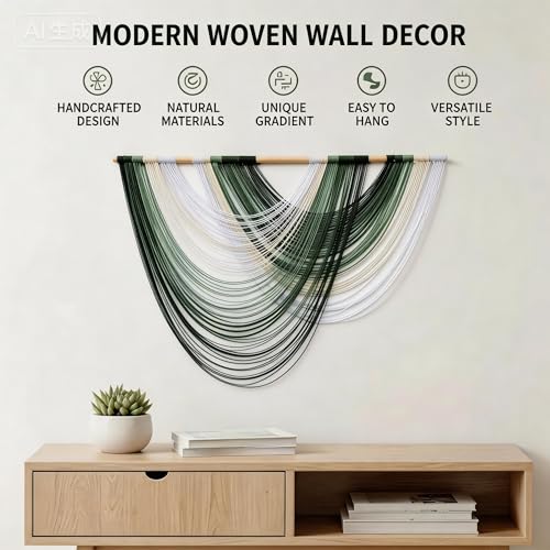 Large Macrame Wall Hanging Macrame Wall Decor Tapestry For Headboard Bedroom Livingroom Boho Fiber Home Art (Green-A) - color: Green-A