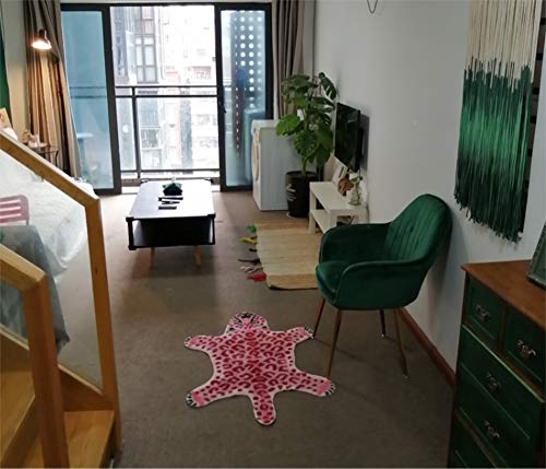 Pink Leopard Print Faux Cowhide Cheetah Fur Skin Carpet Non-Slip Animal Printed Area Rug Throw Rugs Floor Carpet for Door Mat Bedrooms Room Decor (3.3x2.95Ft) - color: Pink Leopard 44.1"l X 29.1" W