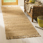 SAFAVIEH Natural Fiber Collection Runner Rug - 2'6" x 6', Natural, Handmade Boho Fringe Woven Jute, Ideal for High Traffic Areas in Living Room, Bedroom (NF368A) - color: Natural, size: 2'6" x 6' (Runner)