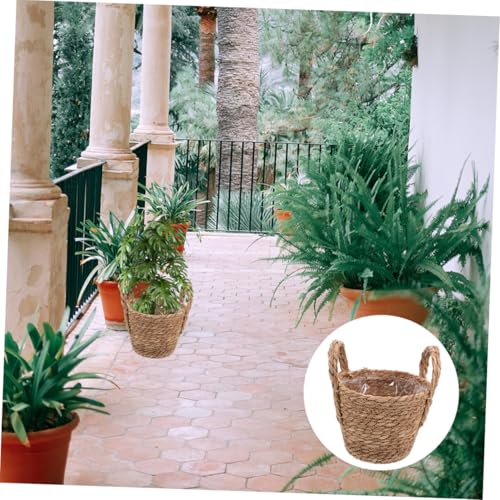 BESPORTBLE Woven Storage Basket Seagrass Belly Basket for Plants Boho Decor Versatile Wicker Planter Farmhouse Charm for Home and Picnic Use