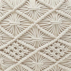 Ornavo Home Pouf Ottoman Foot Rest - 100% Cotton Pouffe - Hand Knitted Macrame Braid - Boho Round Stuffed Ottoman for Living Room, Bedroom - Natural