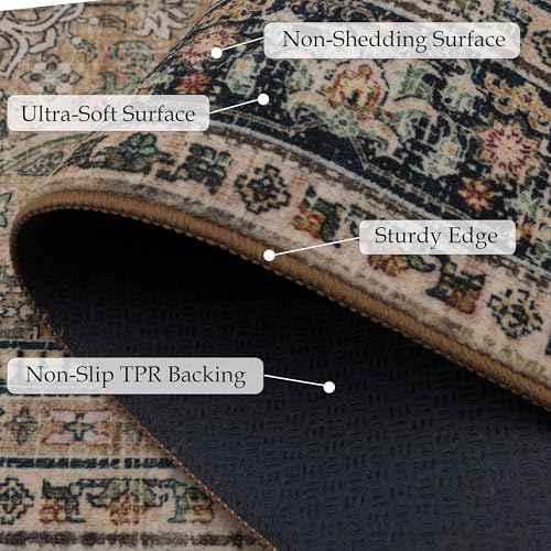 Ruaruarug Washable Area Rug 2x3 for Kitchen Entryway Living Room Bedroom, Ultra Soft Non Slip Stain & Fade Resistant, Pet & Kids Friendly, Suitable for High Traffic Areas Easy to Clean, Vintage Brown - color: Vintage Brown, size: 2' x 3' (Rectangular)