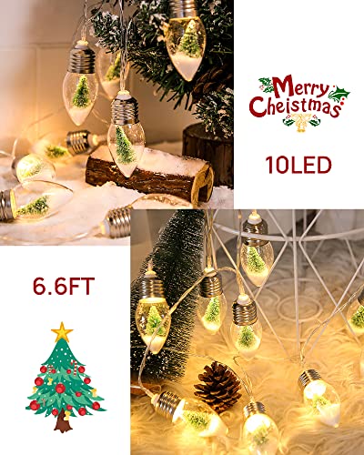2Pcs Christmas Snow Globe String Lights Indoor Decorations 6.6 FT Battery Operated Powered String Lights for Christmas Tree Snow Scene in 20 Clear Bulbs Decor for Home Bedroom Fireplace Xmas Lights - color: 2 Packs Christmas String Lights
