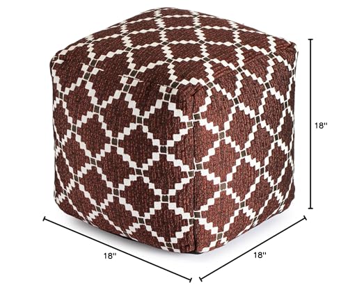 Anji Mountain Artisan Crafted Cotton Blend Pouf Ottoman | Versatile Floor Seating & Footstool for Living Room | Modern Boho Home Décor Accent | Filled Pouffe - color: Sienna Trellis