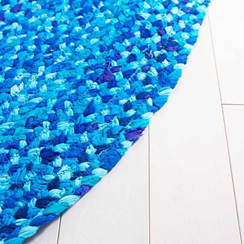 SAFAVIEH Braided Collection Area Rug - 3' x 5' Oval, Turquoise, Handmade Country Farmhouse Reversible Cotton, Ideal for High Traffic Areas in Living Room, Bedroom (BRD452K) - color: Turquoise, size: 3' x 5' (Oval)