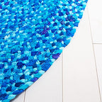 SAFAVIEH Braided Collection Area Rug - 3' x 5' Oval, Turquoise, Handmade Country Farmhouse Reversible Cotton, Ideal for High Traffic Areas in Living Room, Bedroom (BRD452K) - color: Turquoise, size: 3' x 5' (Oval)