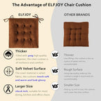 ELFJOY 4 Pack Chair Cushions for Dining Chairs Chair Pads Cushion for Kitchen Office Tufted Square Seat Cushion with Ties (16" Coffee Velvet) - color: Coffee Velvet