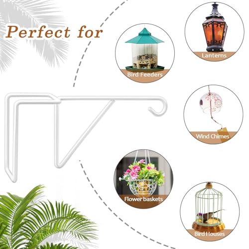 6 Pack Vinyl Fence Hooks, Heavy Duty Durable White Fence Plant Hangers for Outdoor, Over The Fence Hooks, Patio Hooks for Hanging Plants, Flower Baskets, Bird feeders, Lights, Pool Equipment - color: White