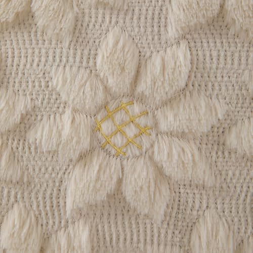DFXSZ Spring Summer Pillow Covers 12x20 inch Set of 2 Farmhouse Decor Yellow Flower Heart Sunflower Beige Soft Plush Faux Fur Jacquard Throw Pillows for Sofa Holiday Spring Home Decor PTK024E12 - color: Beige, size: 20" x 12" (Pack of 2)