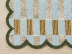 Hand Tufted Wool Rug with Scalloped Edges, Light Blue Plaid Pattern, Soft Area Rug for Living Room, Bedroom, and Nursery, Handmade Modern Accent Rug, Meadow Sky, 8'x10' - size: 8' x 10' (Rectangular)