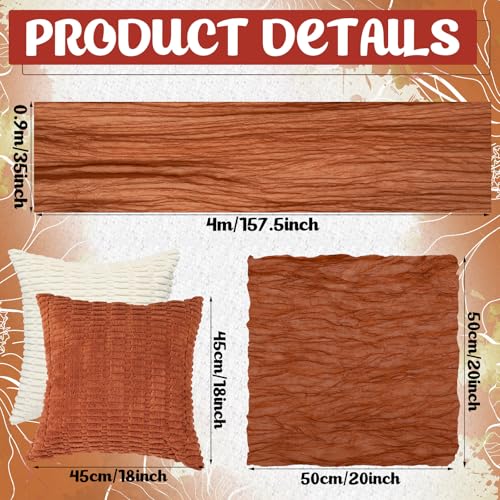 Beeveer 91 x 71 Extra Large Outdoor Boho Picnic Blanket with Terracotta Table Runner, 6 Throw Pillow Covers 6 Napkins Woven Cotton Yarn Oversize Beach Blanket Washable Picnic Camp Wedding - color: Terracotta
