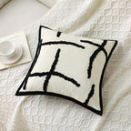 Boho Decorative Throw Pillows with Inserts, 18" x 18" Soft Tufted Modern Chenille Pillow, Pillows for Home, Patio, Couch, Bedroom, Living Room (Black Lines - Cream White Background) - style: Black Lines