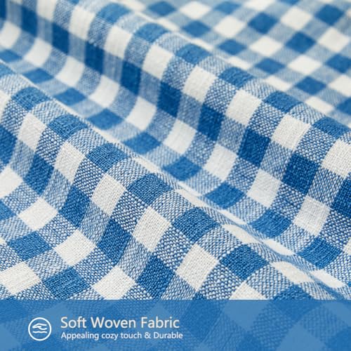 CARRIE HOME Modern Farmhouse Light Blue Gingham Lumbar Pillow Covers 12x20 Set of 2, 12 x 20 Blue Buffalo Plaid Throw Pillows with Ruffle Fringe, Summer Outdoor Checkered Plaid Lumbar Pillows - color: Lumbar Blue & White (With Tassels), size: 20" x 12" (P
