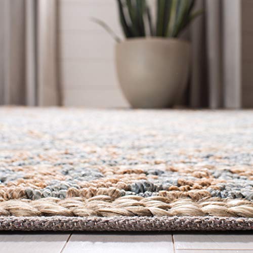 SAFAVIEH Natural Fiber Collection Accent Rug - 3' x 5', Natural & Blue, Handmade Boho Moroccan Trellis Jute, Ideal for High Traffic Areas in Entryway, Living Room, Bedroom (NF955N) - size: 3' x 5' (Rectangular)