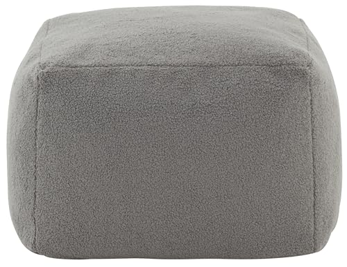 SAFAVIEH Couture Collection Samuels Dark Grey Faux Shearling Ottoman Square Pouf (Fully Assembled) - color: Dark Grey