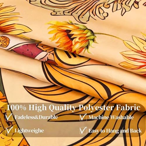 Sun and Moon Boho Orange Tapestry for Bedroom, Bohemian Vintage Floral Funny Wall Tapestries Aesthetic with Twelve Constellations for Living Room, Indian Yellow Sunflower Pagan Wall Hanging Decor for Teen Dorm Office 60" × 51" - color: Sun Boho Tapestry,