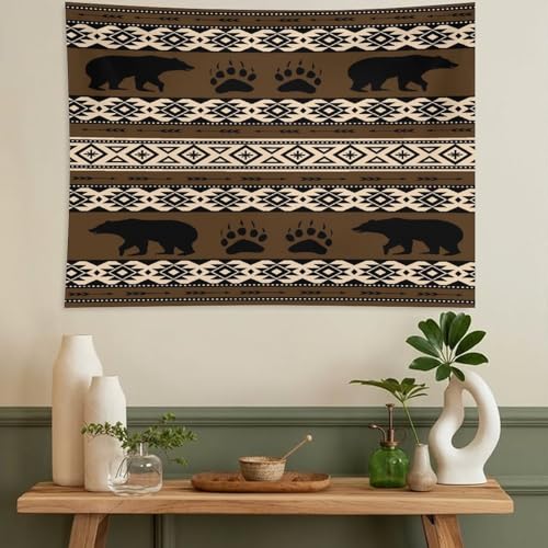 ZhiRain Rustic Cabin Bear Tapestry Wall Hanging Country Farmhouse Lodge Vintage Ethnic Tapestries Home Decor for Living Room Bedroom Apartment Dorm 30"x40" - color: Cabin-18, size: 30"L x 40"W