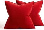 MIULEE Bright Red Velvet Throw Pillow Covers 18x18 Soft Decorative Solid Square Cushion Cases Pack of 2 Modern Luxury Home Decor for Couch, Sofa, Bedroom