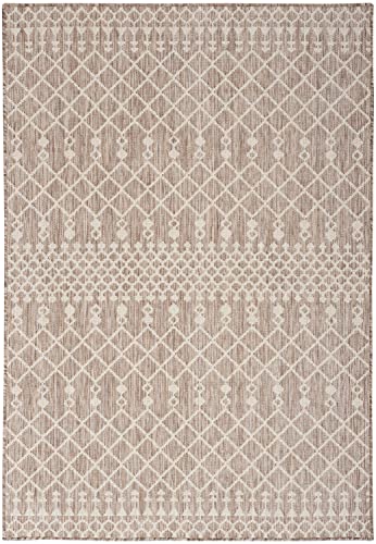 Nourison Home Positano Beige 7' x 10' Area Rug - Easy Clean, Non Shedding, Bed Room, Living Room, Dining Room, Kitchen (7' x 10') - color: Beige, size: 7' x 10' (Rectangular)