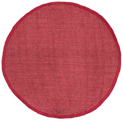 SAFAVIEH Natural Fiber Collection Area Rug - 7' Round, Red, Handmade Farmhouse Jute, Ideal for High Traffic Areas in Living Room, Bedroom (NF730D) - color: Red, size: 7' (Round)