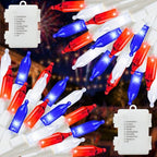 Couah 2 Pack 100 LED 38.4FT Red White and Blue Lights Battery Operated, Patriotic 4th of July Lights 8 Modes-Timer Indoor Outdoor Party Patriotic Memorial Day Independence 4th of July Decorations - size: 34.8FT-Red White Blue
