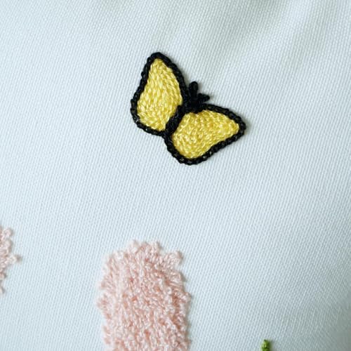 vctops Farmhouse Pampas Grass Cotton Tufted Throw Pillow Cover Boho Embroidery Pillowcase Soft Square Cushion Case for Sofa Couch Bed Chair (Light Pink,18"x18") - color: Light Pink