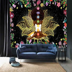 Ine Ive African Chakra Tapestry African American Woman Zen Meditation Tapestries100x90 Inch Starry Sky Flower Garden Inspirational Afro Yoga Wall Art for Bedroom Dorm Decor - size: 100"L x 90"W