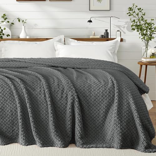 Exclusivo Mezcla Twin Size Fleece Blanket for Bed, Extra Soft Warm Decorative Fuzzy Blanket for Women, Lightweight Cozy Bedding Blankets, 60x80 Inches, Dark Grey - color: Dark Grey, size: Twin ( 60x80 IN )