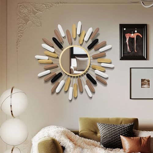 Sunburst Wall Decor Gold Sunburst Mirror,30”Gold Decorative Mirrors for Wall Handmade Living Room & Bedroom - color: Brown, size: 29.5”*29.5“