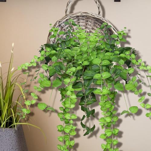 Handmade Woven Hanging Basket Flower Basket Decorative Wicker Handed Storage Basket for Lawn Indoor Outdoor Plants Farmhouse, L - color: L
