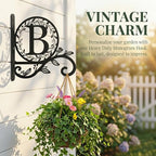 Metal Initial Letter B Plant Hanger Bracket, Decorative Wall Mount Hanging Plant Hook, Monogram Floral Leaf Garden Decor for Hanging Baskets, Bird Feeders, Lanterns, Wind Chimes - style: B