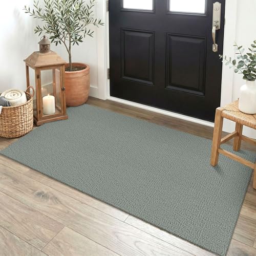 EARTHALL Washable Runner Rug 2x4 Ft Non Slip Runners for Hallways Cotton Rubber Backed Entryway Runner Braided Indoor Floor Runners Carpet for Entryway, Hallway, Kitchen, Bedroom, Green/Grey - color: Green/Grey, size: 2' x 4' (Runner)