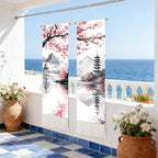 seewan 2 Pack Long Vertical Wall Tapestry, Boho Nature Landscape & Floral Aesthetic Wall Hanging for Bedroom Living Room Home Decor, Long Narrow Art Tapestry with Sunrise Mountain Botanical Designs, 13" × 51" (Blossom Ink Landscape, 13"Wx51"H, Unframed) -