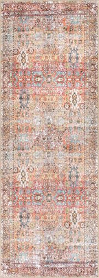 Rugshop Multi Transitional Distressed Runner Rug — Machine Washable & Non‑Slip, 2' 6" X 6' for Hallway, Entryway and Kitchen - size: 2'6" x 6' (Rectangular)