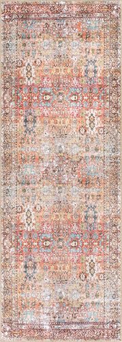 Rugshop Multi Transitional Distressed Runner Rug — Machine Washable & Non‑Slip, 2' 6" X 6' for Hallway, Entryway and Kitchen - size: 2'6" x 6' (Rectangular)