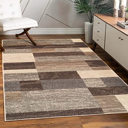 Superior Indoor Area Rug, Jute Backed, Modern Geometric Patchwork Floor Decor for Bedroom, Office, Living Room, Entryway, Hardwood Floors, Rockwood Collection, 3' x 5', Slate - color: Slate, size: 3 ft x 5 ft