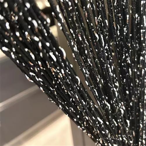 ave split Decorative Door String Curtain Wall Panel Fringe Window Panel Drapes Room Divider Blind Divider Tassel Screen Home 100cm*200cm (black1) - color: Black1