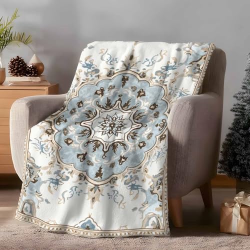 Boho Throw Blanket for Couch Gifts for Women Ethnic Aztec Southwest Neutral Aesthetic Motifs Flannel Cozy Soft Thick Blankets Warm Plush Fleece Blanket for Bed Sofa 40" x 50" - size: 40" x 50"