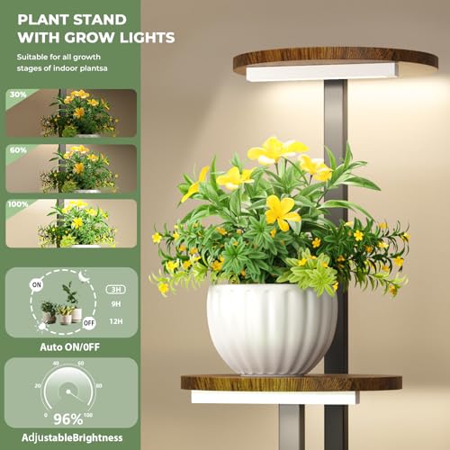 Corner Plant Stand with Grow Lights, 7 Tiered Plant Shelf Indoor, 43" Corner Plant Stands for Indoor Plants, Metal Plant Flower Display Shelves, Plant Organizer Rack for Living Room, Balcony, Home Decor（Round) - size: Round