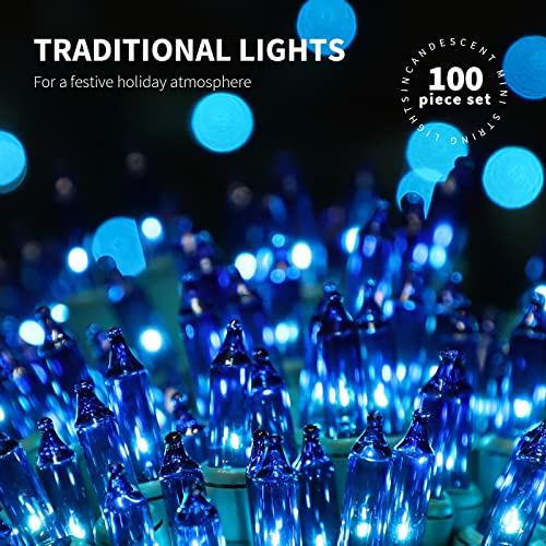 100LIGHTS BLUE Extra-Bright With End Connectors Christmas Decorative Lights 5.98m UL Certified Mini String Light Set Waterproof for Home Garden Holiday Christmas Tree Party Patio Decor Wedding - color: Blue, size: 100 COUNT-1PACK