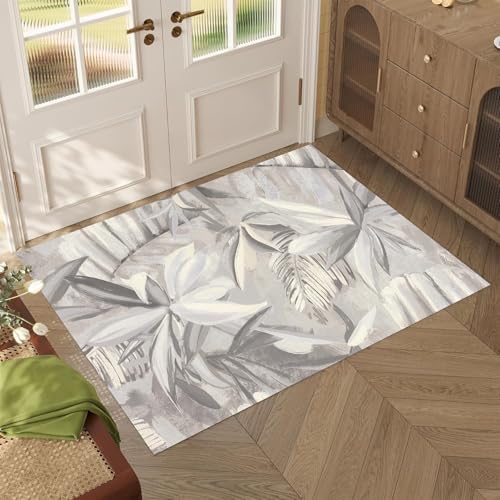 Flowers Area Rug, Spring Fall Floral Rug Home Decor Low-Profile Non-Slip Washable Mat for Entryway Bedroom Bathroom Laundry Room Indoor 1.5 x 2.5ft - color: Muted Rose and Stone Gray, size: 1.5 x 2.5ft / 18 x 30in / 45 x 75cm