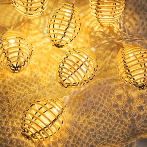 Vigdur Rattan Ball String Lights - 10FT Lantern String Lights Plug in with 10 Led Bulbs, Decorative String Light for Indoor Outdoor Balcony Patio Garden Wedding Bedroom Decor - color: Khaki