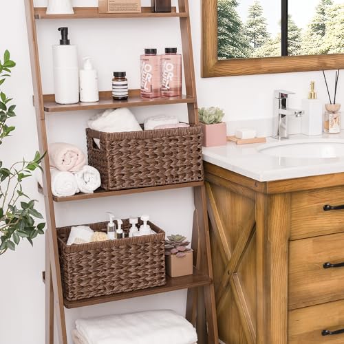 GRANNY SAYS Wicker Storage Baskets for Shelves, Wicker Baskets for Organizing, Waterproof Woven Basket for Pantry, Rectangle Basket for Shelf, Brown, 2-Pack - color: Brown, size: 13"L x 8 ¼"W x 7"H