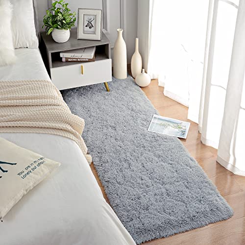 Chicrug Soft Runner Rugs for Bedroom Living Room Plush Fluffy Rug 2x5 Feet, Shag Furry Area Rug Carpet Non Shedding for Nursery Children Kids Girls Room Home Decorative, Grey - color: Grey, size: 2' x 5' (Runner)