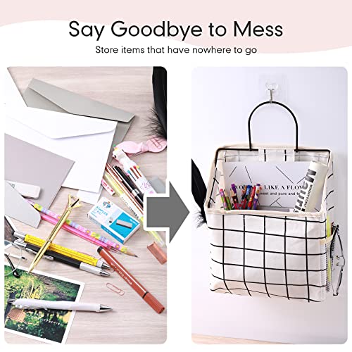 Boao 8 Packs Wall Hanging Storage Bag, Wall Storage Organizer Bags with Hooks, over the Door Hanging Basket for Dormitory Bathroom Bedroom, Living Room Kitchen(Cute Color)
