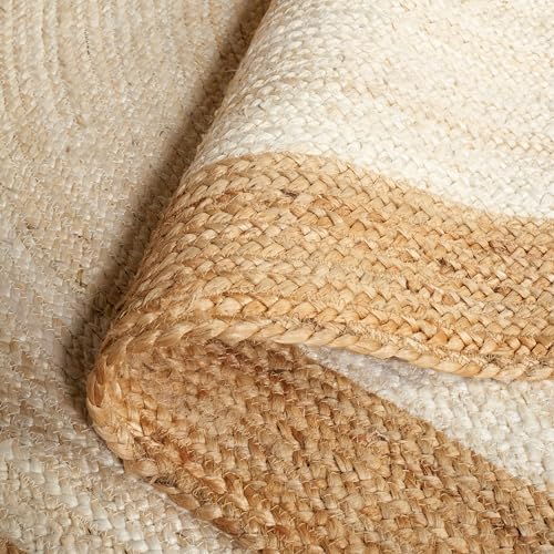 SAFAVIEH Natural Fiber Collection Area Rug - 2'6" x 4' Oval, Ivory & Natural Brown, Handmade Jute, Braided Border Design (NF801M) - color: Ivory/Natural, size: 2'6" x 4' (Oval)