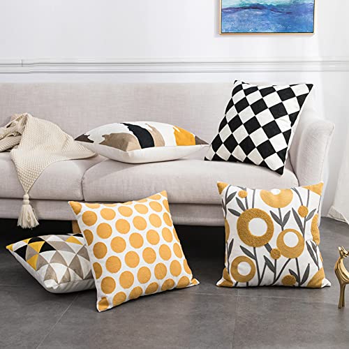 vctops Embroidery Cotton Decorative Throw Pillow Cover Boho Geometric Pattern Cushion Cover for Couch Sofa Bed (Geometric B,18"x18") - color: Geometric B, size: 18" x 18" (Pack of 1)
