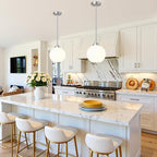 MQMQA 2 Pack Globe Pendant Lights, Mid Century Brushed Nickel Pendant Light Fixtures, Globe Pendant Lights Kitchen Island with Milk Glass Shade Hanging Fixture for Dining Room (Bulbs not Included) - color: Brushed Nickel + Milky White Glass 2 Pack