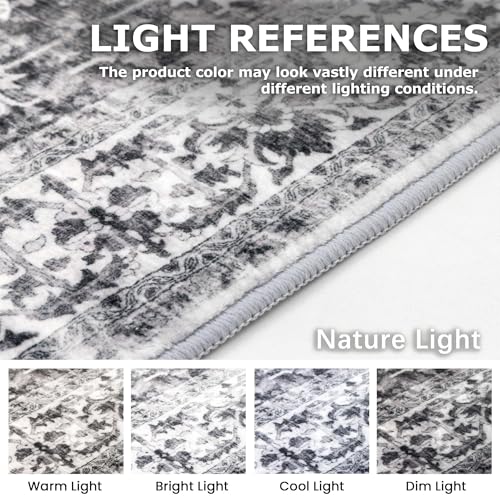 KOZYFLY Small Area Rug 2x3 Ft Rugs for Entryway Washable Entry Rug Non Slip Door Mat Indoor Entrance Printed Faux Wool Vintage Kitchen Rug Throw Rugs for Entrance Kitchen, Grey - color: Grey/Blue, size: 2' x 3' (Rectangular)