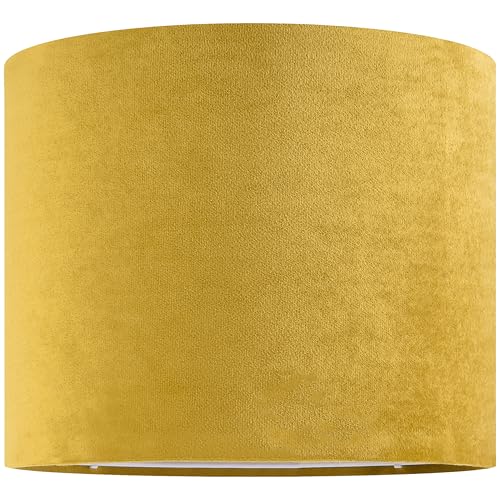 Yellow Velvet Drum Lamp Shade Medium Lampshade 13``Top×13``Bottom×10``High(Spider) Modern Lamp Shade for Table & Bedside Lamp Replacement Lampshades in Hand Crafted - By GO&SO - color: yellow--1, size: 13*13*10 inch-1 Pack